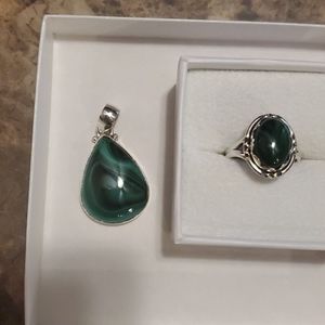 Malachite ring and matching pendant